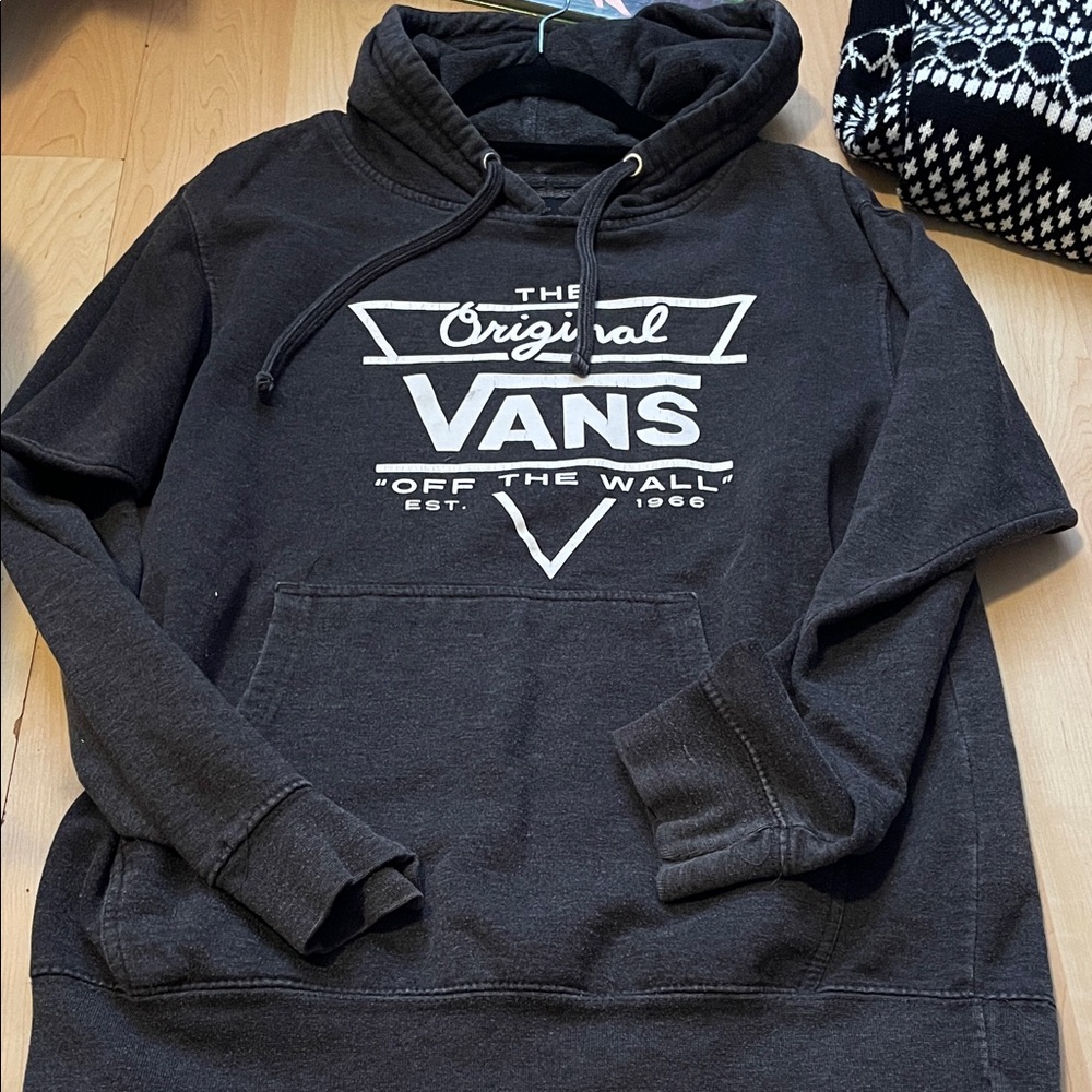 Vans Black Pullover Hoodie with White Logo